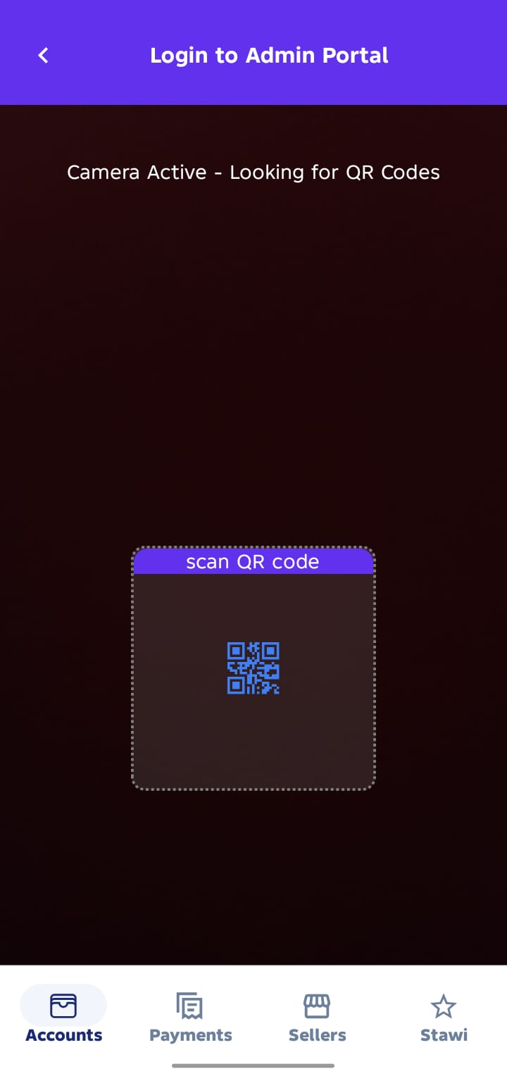 Scan QR code screen