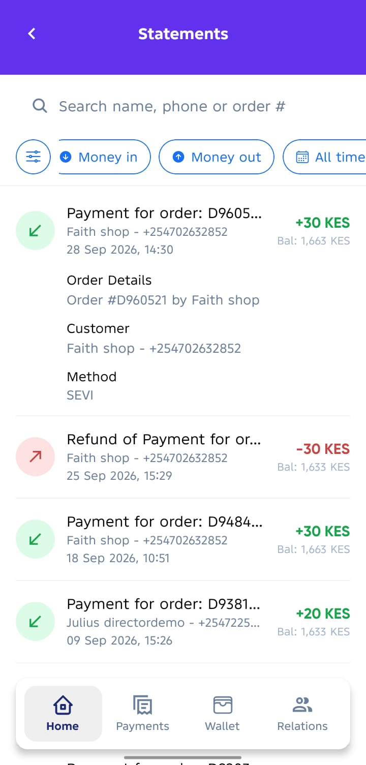 Statements Screen
