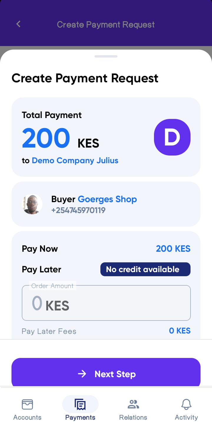 Order Details Modal request payment 1