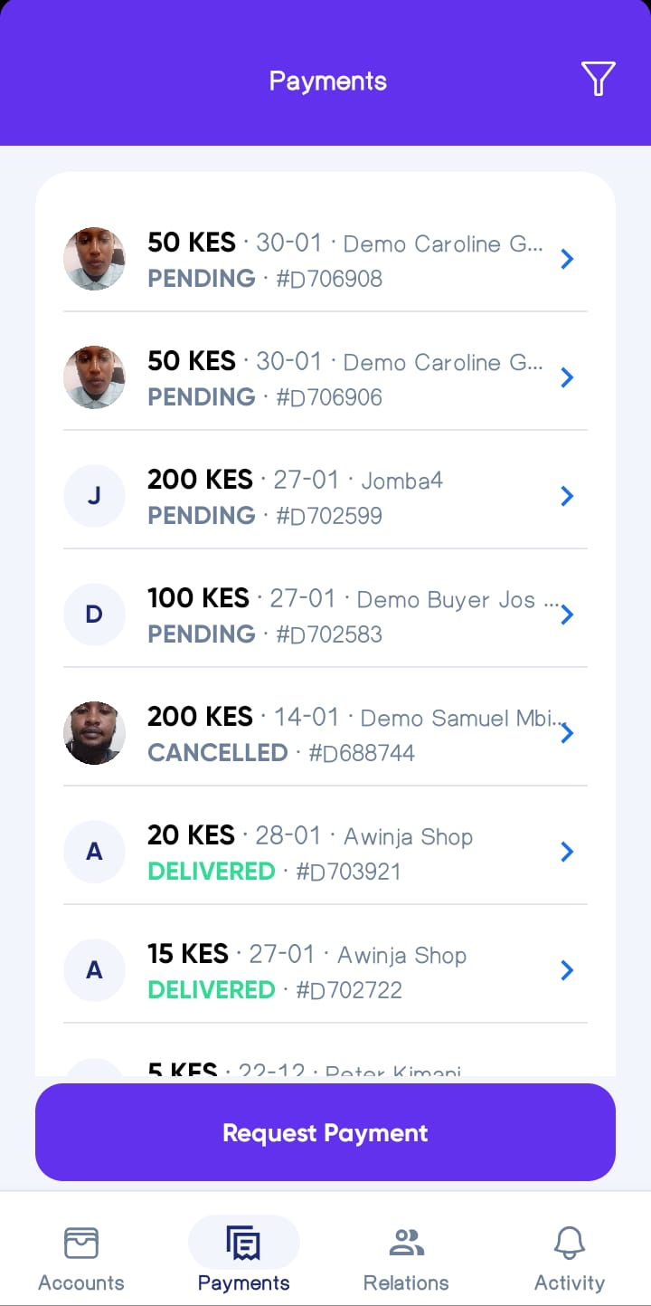 Payments Overview List