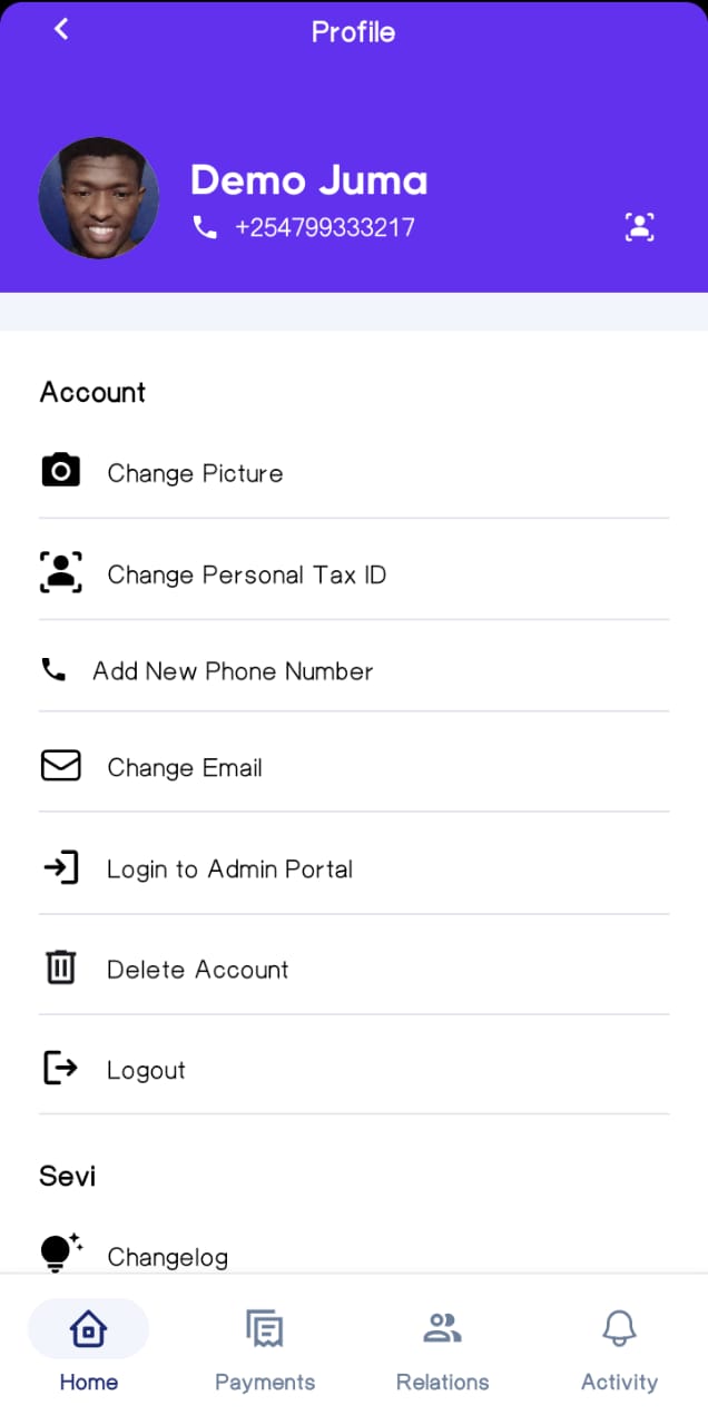 Login to admin portal from Sevi app