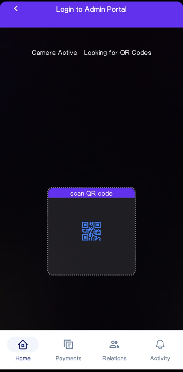 Scan QR code screen