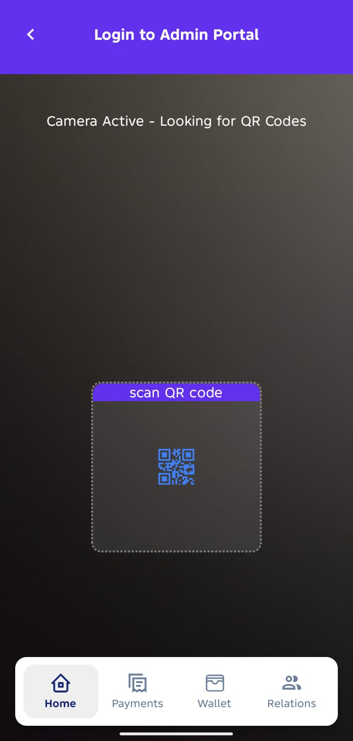 Scan QR code screen